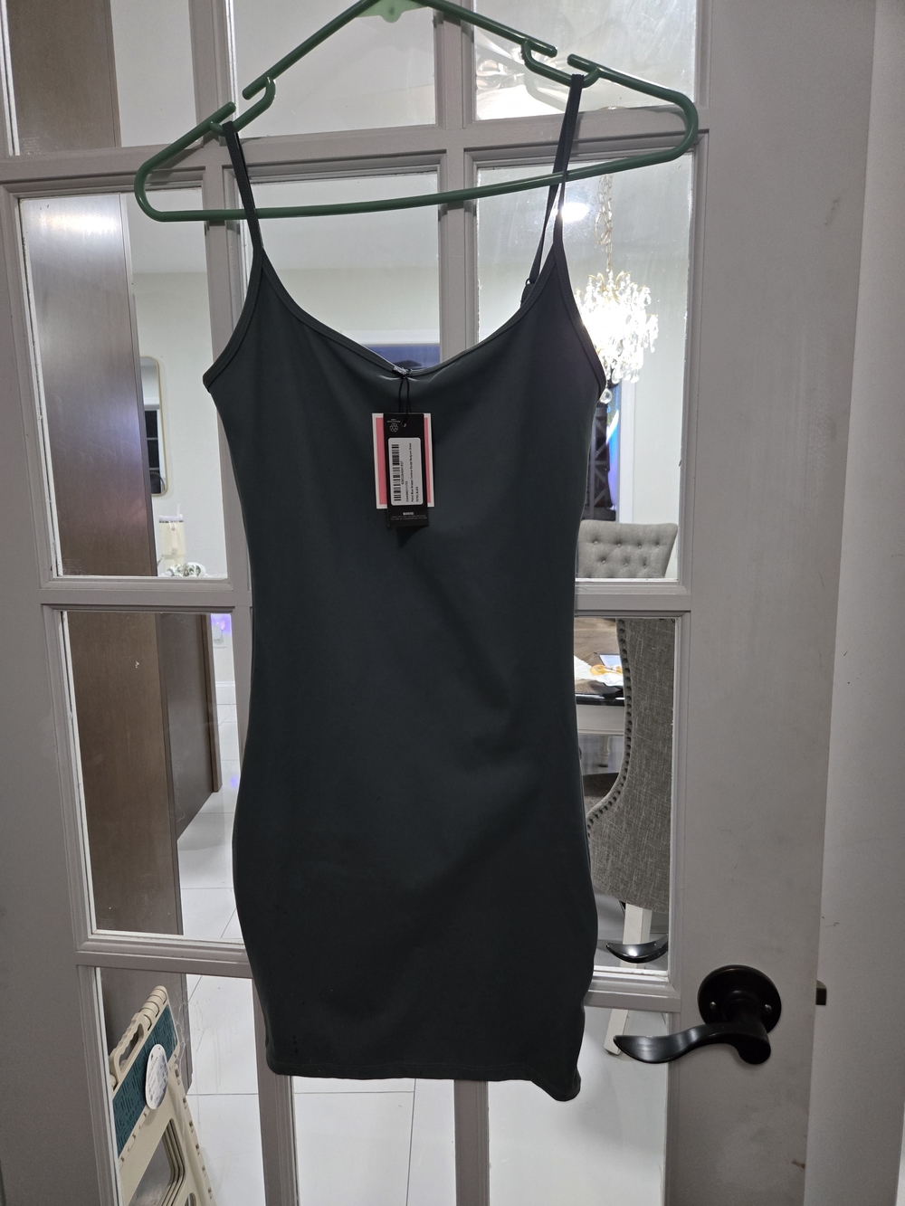 PrettyLittleThing Black Mini Slip Dress with Spaghetti Straps